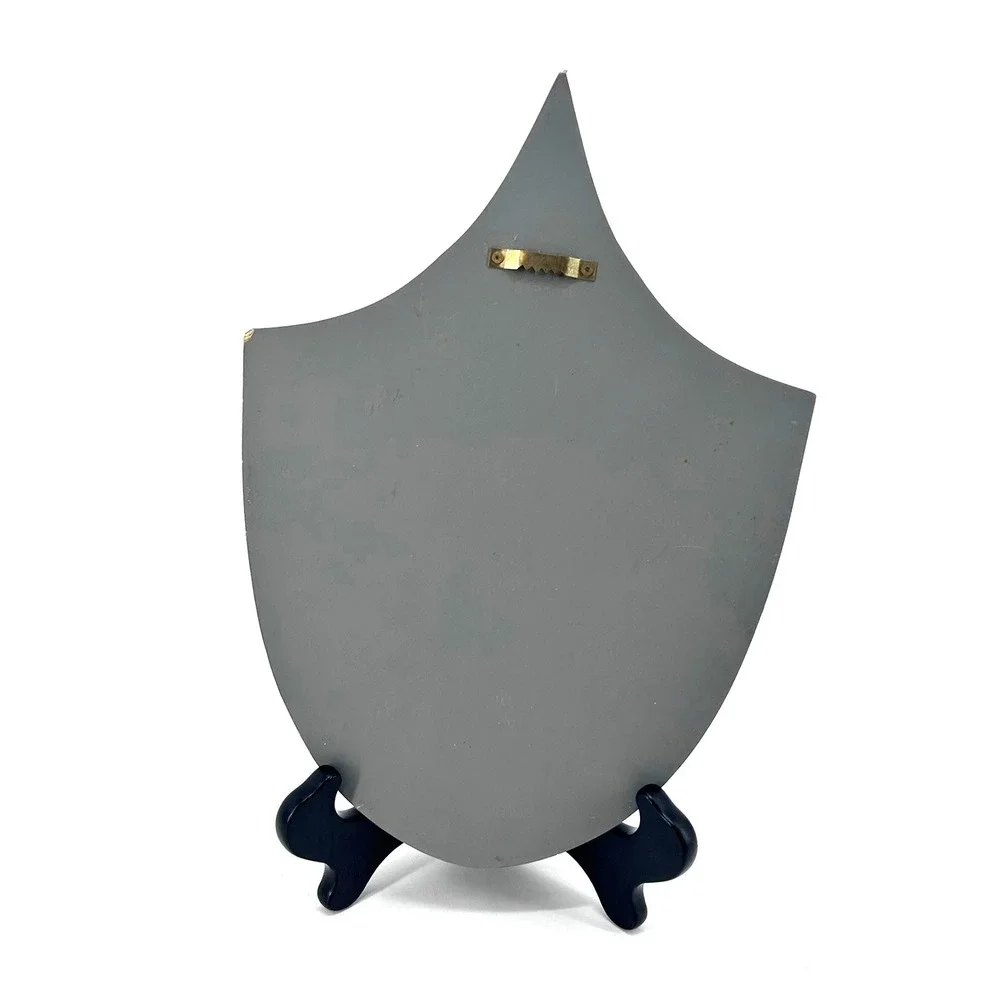 Be A Warrior Don't Give Up Shield Shaped Wooden Wall Plaque Gray White Boy Decor